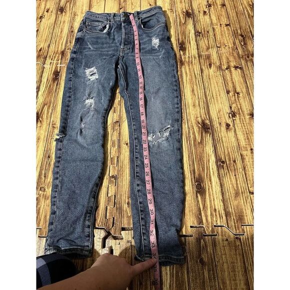 Forever 21 Womens Jeans Button Fly High Rise Straight Leg Blue Denim - Picture 6 of 10